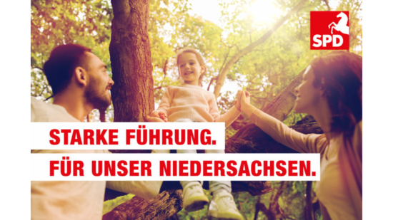 Bild: Familie und der Text: "Starke Führung. Für unser Niedersachsen."